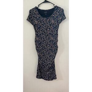 Isabel Maternity by Ingrid & Isabel Navy Blue with Small Floral Print Dress